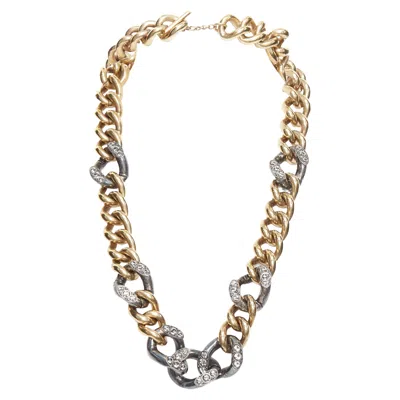 LANVIN BRONZE CRYSTAL EMBELLISHED GIANT CURB NECKLACE
