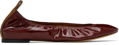 LANVIN BURGUNDY PATENT LEATHER BALLERINA FLATS