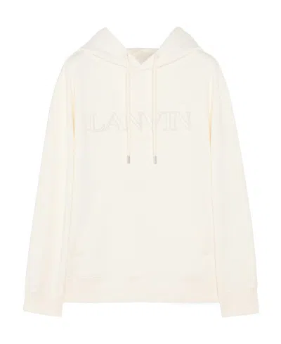 LANVIN LANVIN LOGO EMBROIDERED DRAWSTRING HOODIE