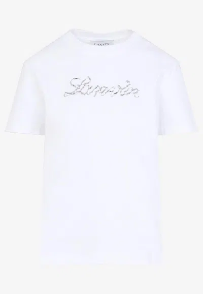 LANVIN EMBROIDERED SCRIPT LOGO T-SHIRT