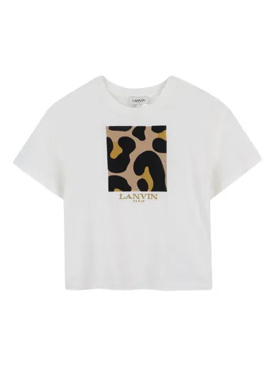 LANVIN ENFANT LEOPARD-PRINT SQUARE LOGO T-SHIRT