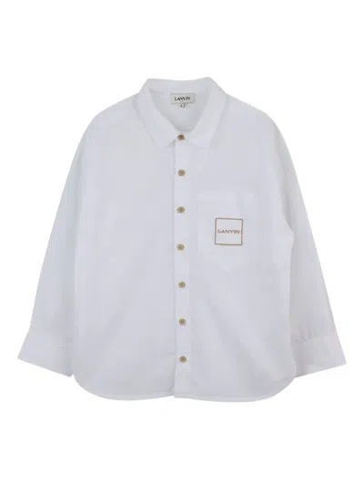 LANVIN ENFANT LOGO-EMBROIDERED BUTTON-UP SHIRT