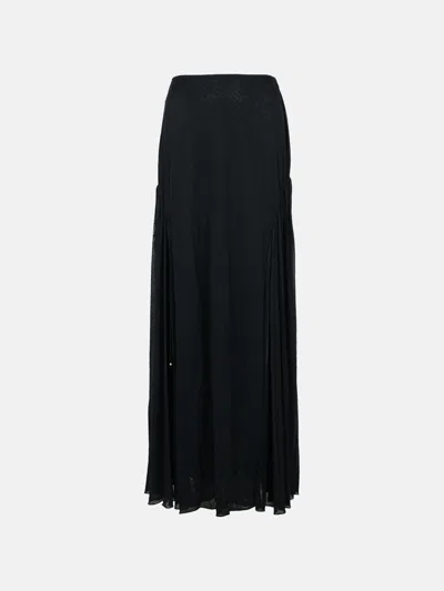 LANVIN 'FLARED' BLACK VISCOSE BLEND SKIRT