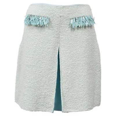 LANVIN FRINGED MINI SKIRT IN LIGHT BLUE COTTON