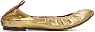 LANVIN GOLD LEATHER BALLERINA FLATS