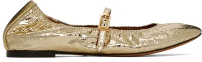 LANVIN GOLD MARY JANE BALLERINA FLATS