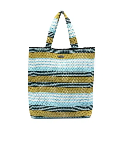 LANVIN STRIPED CROCHET COTTON TOTE BAG