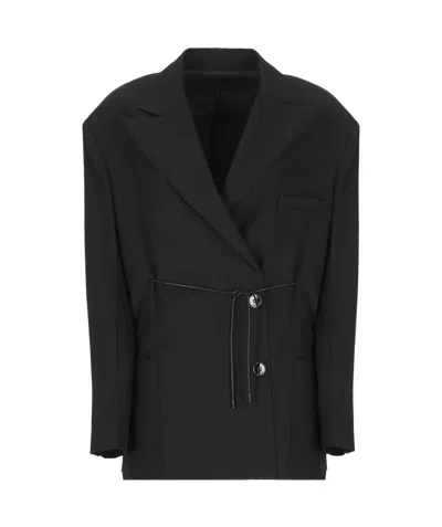 LANVIN DRAWSTRING WAIST BUTTONED BLAZER