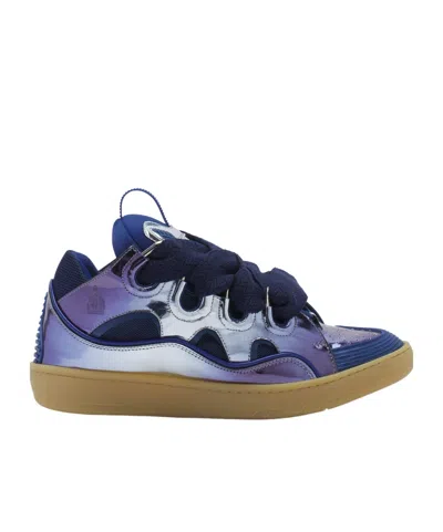 LANVIN METALLIC LEATHER CURB SNEAKERS