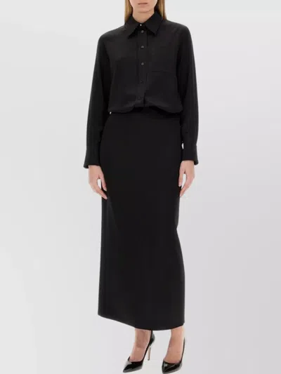 LANVIN SILK SHIRT WITH COLLARED NECK AND CHEST POCKET