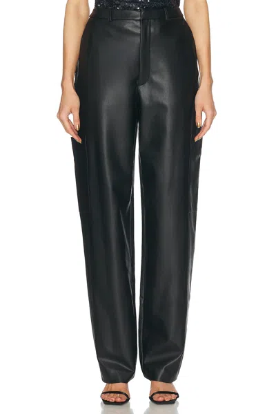 LAPOINTE STRETCH FAUX LEATHER TAPERED TROUSER