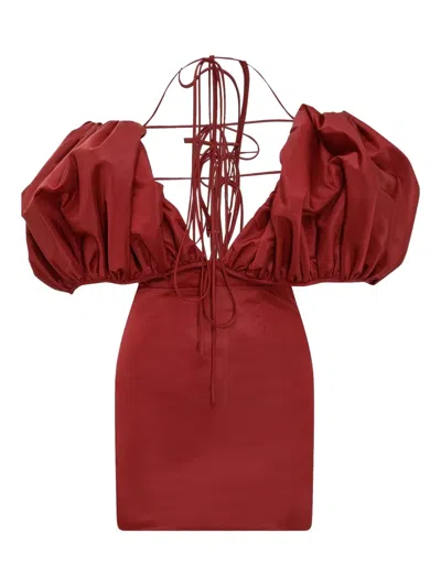 LAQUAN SMITH PUFF-SLEEVE MIDI DRESS