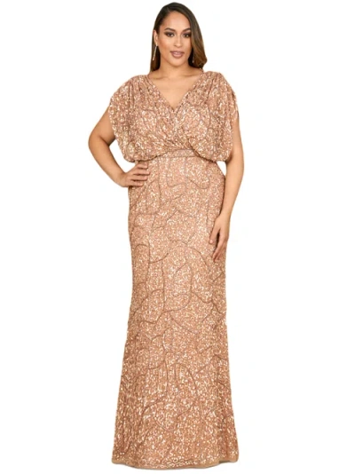 LARA NEW YORK LARA NEW YORK BEADED GOWN WITH DRAPED CAPE SLEEVES