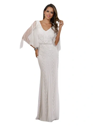 LARA NEW YORK LARA NEW YORK ELLA BEADED CAPE SLEEVE WEDDING DRESS