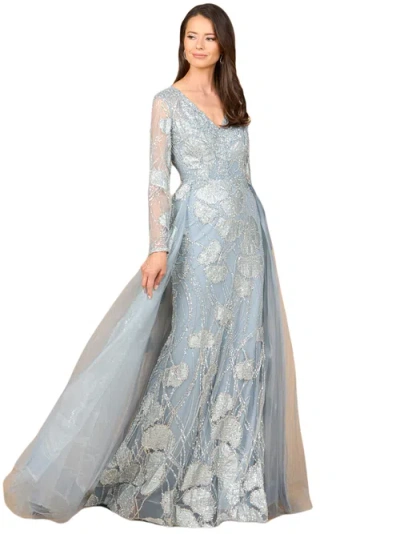 LARA NEW YORK LARA NEW YORK LONG SLEEVE LACE GOWN WITH OVERSKIRT
