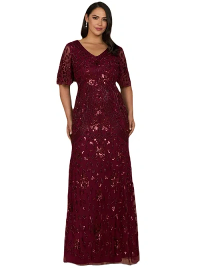 LARA NEW YORK LARA NEW YORK V-NECK, CAPE SLEEVE BEADED GOWN