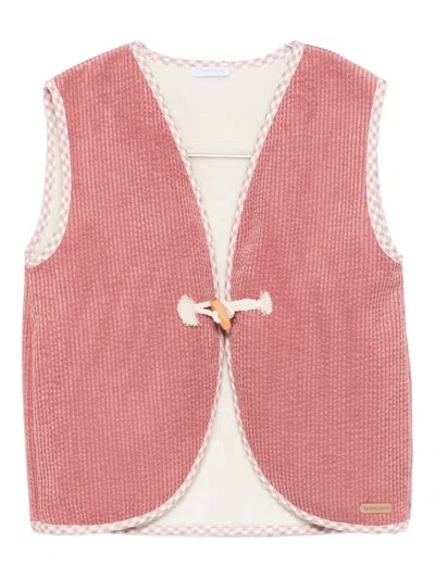 LARANJINHA CORDUROY CHECK-TRIMMED WAISTCOAT