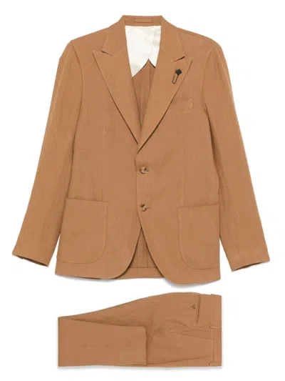 LARDINI BROOCH-DETAIL SUIT
