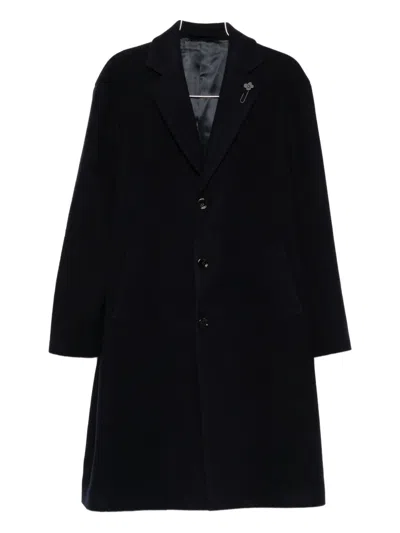 LARDINI LOGO-PIN SINGLE-BREASTED COAT
