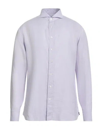 LARDINI LARDINI MAN SHIRT LILAC SIZE 17 ½ LINEN