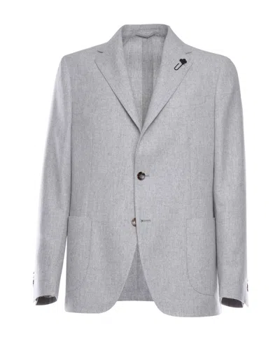 LARDINI LARDINI BROOCH-DETAIL SINGLE-BREASTED BLAZER