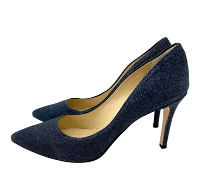 L'ARIANNA WOMEN'S GLITTER MESH STILETTO HEELS IN BLUE