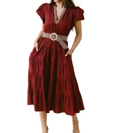 LAROQUE DAPHNE MIDI DRESS IN GARNET