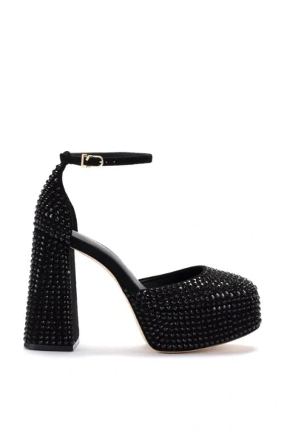 LARROUDE LARROUDÉ ARI CRYSTAL PUMP IN MONOCHROME BLACK SUEDE