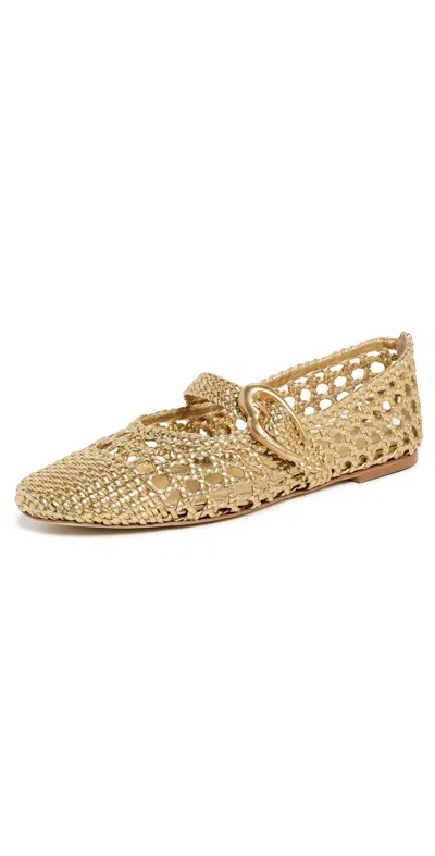 LARROUDE VERONA MACRAME BALLET FLATS GOLD