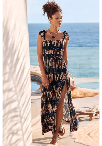 LASCANA WOMEN'S TIE STRAP SLIT MAXI DRESS