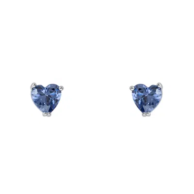 LATELITA WOMEN'S BLUE / SILVER ASSCHER CUT HEART STUD EARRINGS SILVER TANZANITE