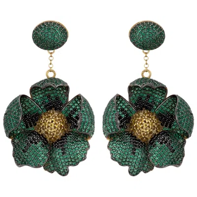 LATELITA WOMEN'S GREEN / YELLOW / GOLD POPPY FLOWER DROP EARRINGS EMERALD GOLD