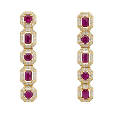 LATELITA WOMEN'S YELLOW / GOLD / RED WHISTLEDOWN RUBY GEMSTONE EARRINGS GOLD