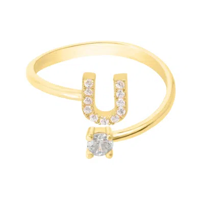 LATELITA WOMEN'S GOLD / WHITE INITIAL RING GOLD U