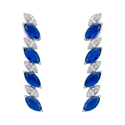 LATELITA WOMEN'S BLUE / SILVER / WHITE VISCOUNTESS TENNIS DROP EARRINGS SAPPHIRE SILVER