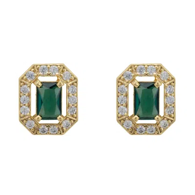 LATELITA WOMEN'S GREEN / WHITE / GOLD WHISTLEDOWN GEMSTONE STUD EARRINGS EMERALD GOLD