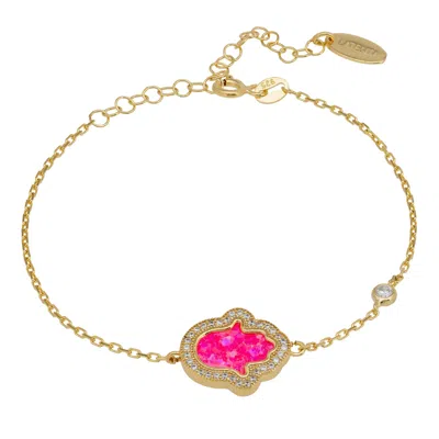 LATELITA WOMEN'S PINK / WHITE / GOLD HAMSA OPALITE PINK BRACELET GOLD