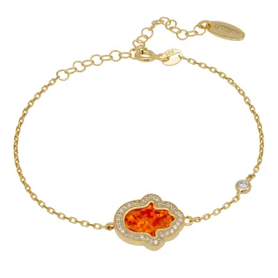 LATELITA WOMEN'S YELLOW / WHITE / GOLD HAMSA OPALITE FIRE OPAL BRACELET GOLD