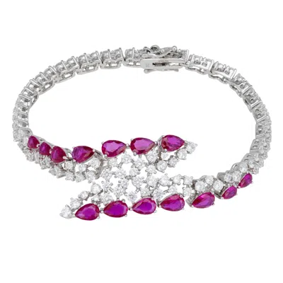 LATELITA WOMEN'S RED / WHITE / SILVER BARONESS TENNIS BRACELET RUBY SILVER