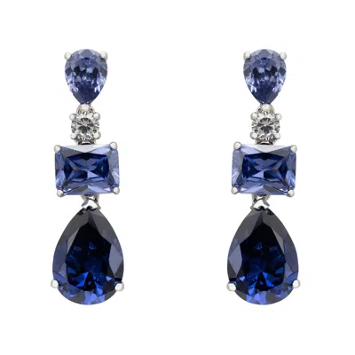 LATELITA WOMEN'S BLUE / WHITE / SILVER VALENTINA DROP EARRINGS SILVER TANZANITE