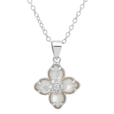 LATELITA WOMEN'S WHITE / SILVER FLOWER CLOVER MOTHER OF PEARL PENDANT NECKLACE SILVER