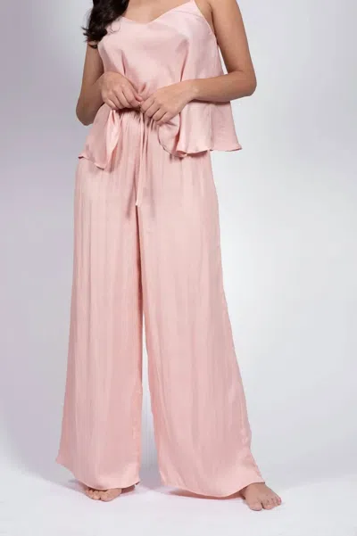 LATTELOVE SATIN WIDE-LEG PANTS IN ROSE SMOKE