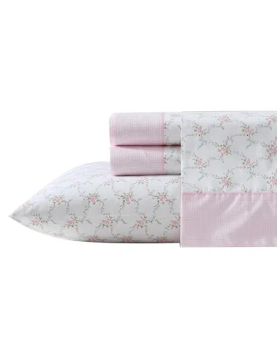 LAURA ASHLEY 200-THREAD COUNT COTTON PERCALE 3 -PC. SHEET SET, TWIN