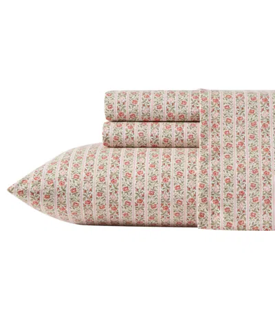 LAURA ASHLEY 200-THREAD COUNT COTTON PERCALE 3 -PC. SHEET SET, TWIN