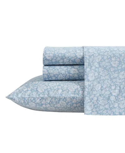 LAURA ASHLEY 200-THREAD COUNT COTTON PERCALE 3 -PC. SHEET SET, TWIN XL