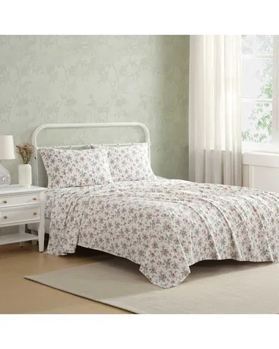 LAURA ASHLEY LAURA ASHLEY 200 THREAD COUNT LE FLEUR COTTON FLANNEL SHEET SET