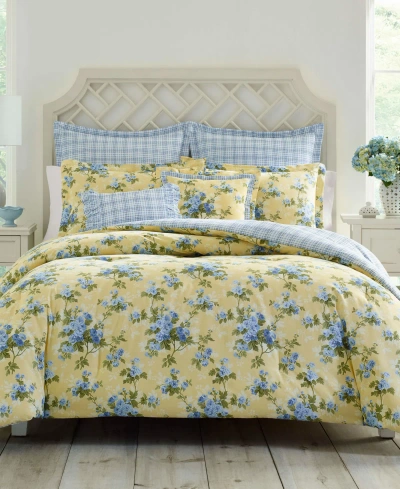 LAURA ASHLEY CASSIDY COTTON REVERSIBLE 7 PIECE DUVET COVER SET, KING