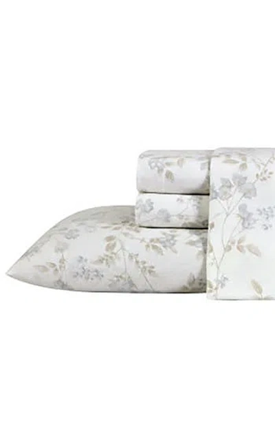LAURA ASHLEY LAURA ASHLEY FAWNA FLORAL COTTON FLANNEL SHEET SET
