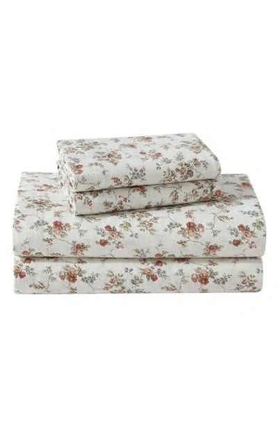 LAURA ASHLEY LAURA ASHLEY LE FLEUR COTTON FLANNEL SHEET SET