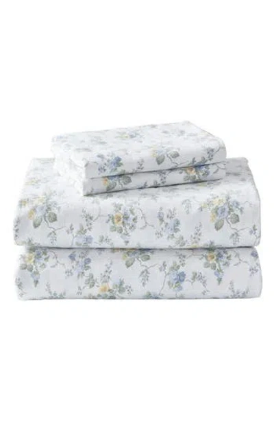 LAURA ASHLEY LAURA ASHLEY LE FLEUR COTTON FLANNEL SHEET SET